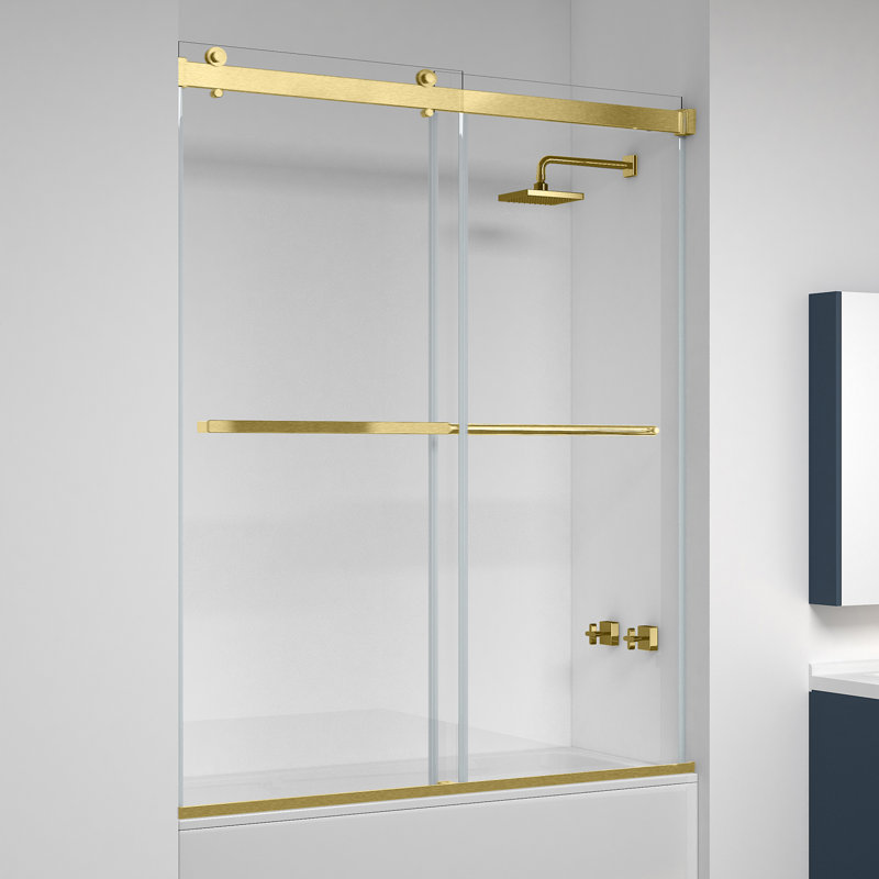 Spezia 60'' - W x 58'' H Double Added Door Frameless Tub Door with