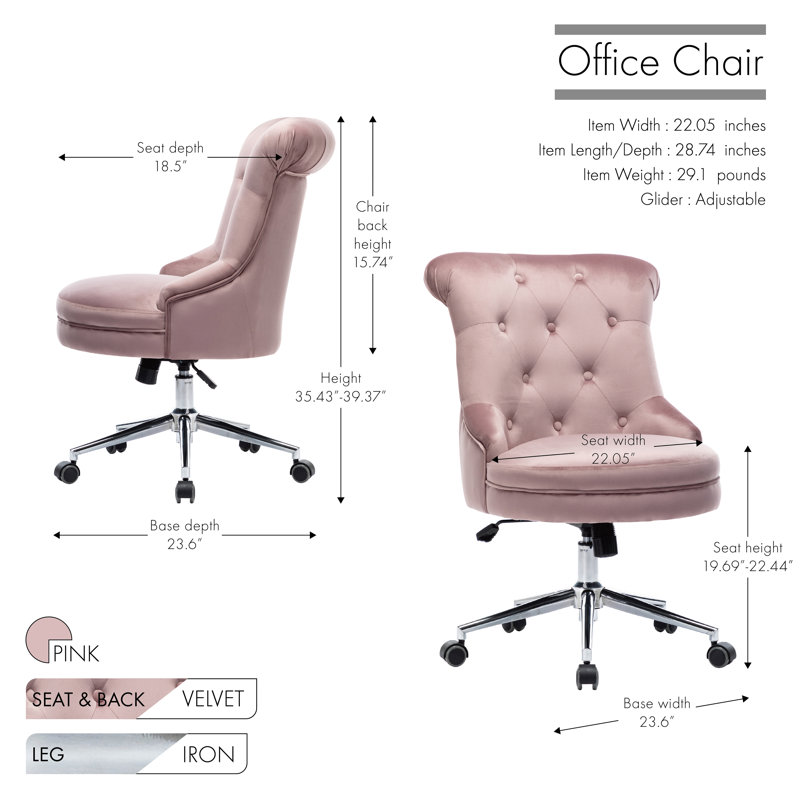 Wynnie Velvet Task Chair, Pink