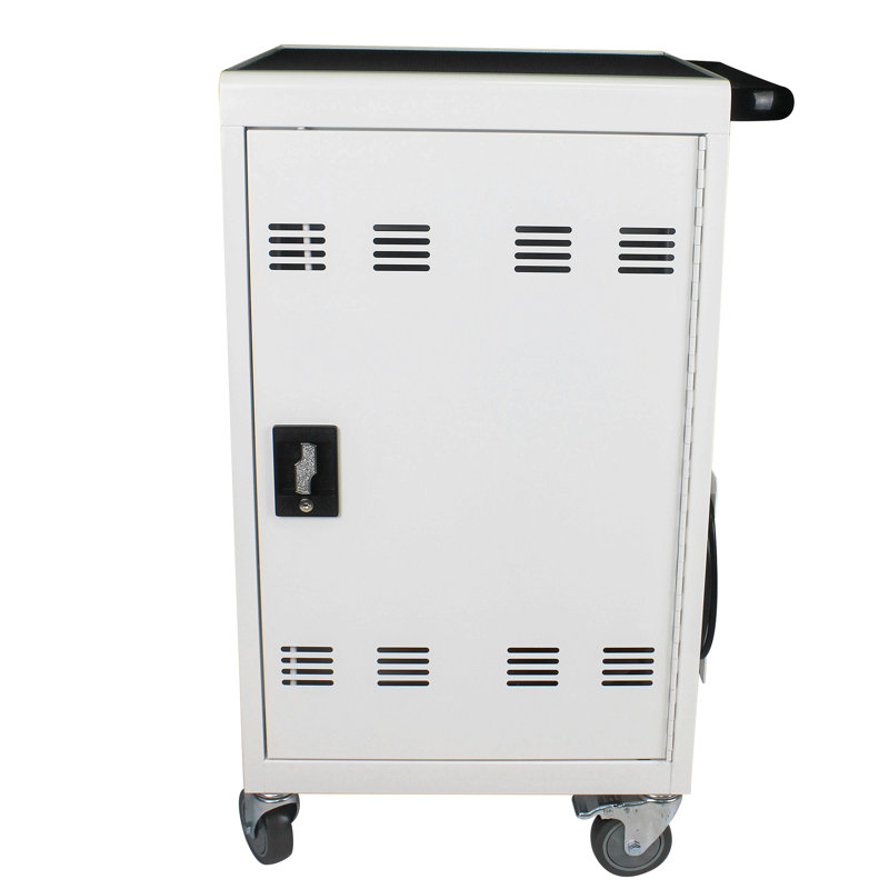 Mobile Charging Cart And Cabinet For Tablets Laptops 30-Device With Combination Lock(White), Antique White