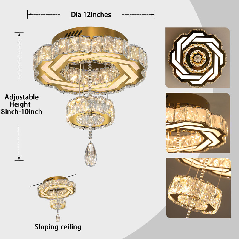 Shanoah 12" Living Room Crystal Mini Chandelier