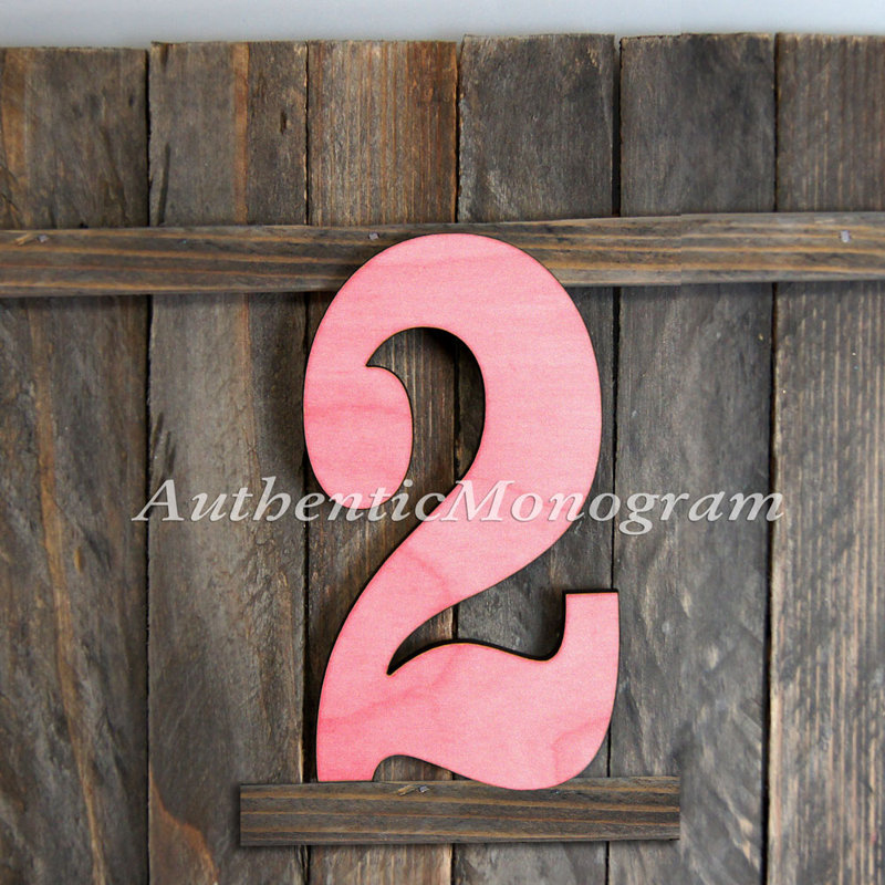 Suspension murale numéro de lettre monogramme, Rose, 2