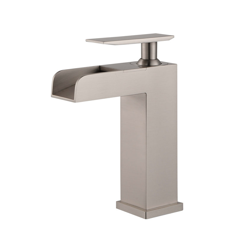 Robinet pour salle de bain à un trou avec ensemble de drain, Nickel brossé