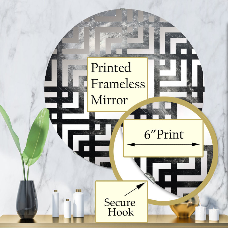 Miroir décoratif noir en forme de spirale cosmique noir MIR106078 C, 31,4 po x 31,4 po