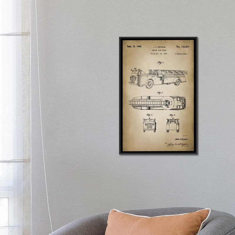 « pompier i », impression sur toile, H 26 po x l 18 po x P 1,5 po, Toile avec cadre noir