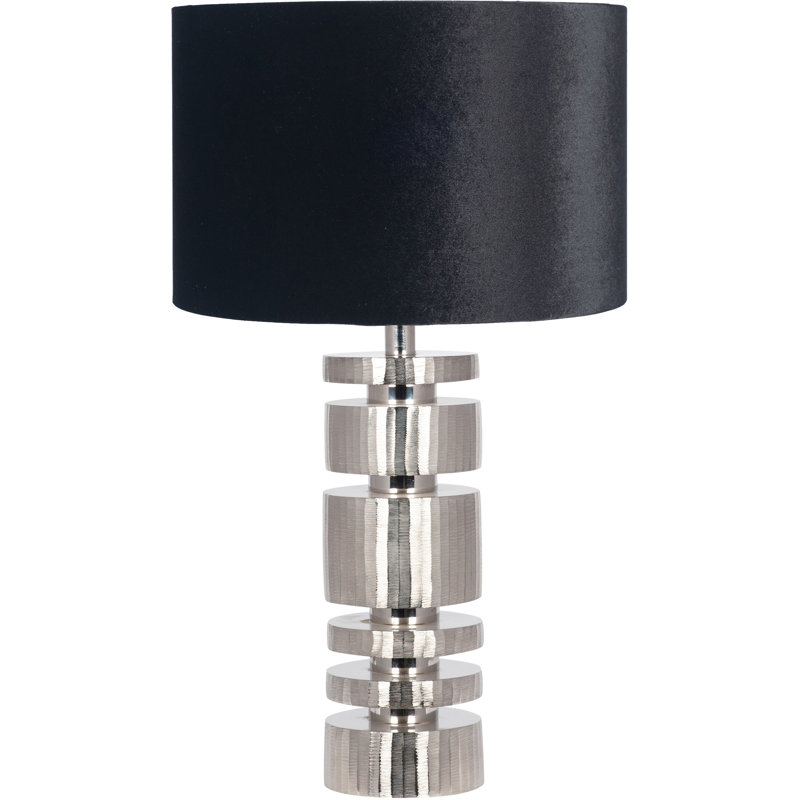 Metal Table Lamp, 25.19" H x 13.78" W x 13.78" D, Black, Silver