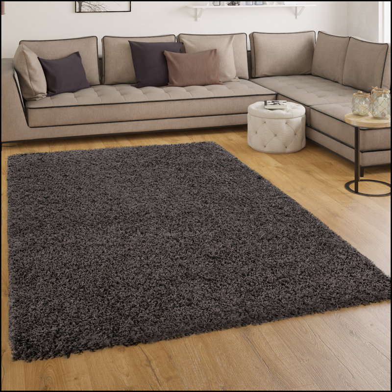 Kristina Solid Colour Shag Area Rug, Rectangle 60cm x 100cm