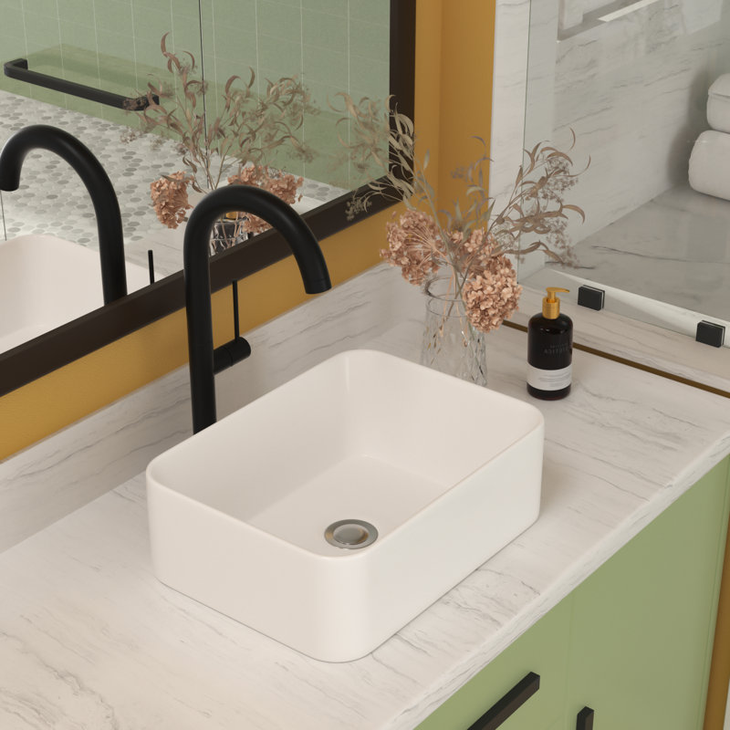 Lavabo de salle de bain rectangulaire en céramique blanche 16 "X12"