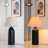  28'' Modern Ceramic Table Lamp with Black Tapered Base and Natural Linen Shade, Ideal for Bedroom Nightstands, Living Room End Tables or Study Desks-1683260816