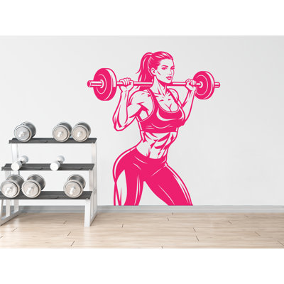 Adhésif mural fille gymnase, pouvoir, remise en forme, femmes, squat, décor, entraînement, vinyle, autocollants, chambre à coucher, 374DRE