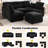 Black Chenille 85.4" Sectional With Movable , Two Charging Ports, Phone Holder, And Soft Seating Experience Multi - Functional L Shaped Modular Built In Comfortable Lumbar Support Material-1227046174