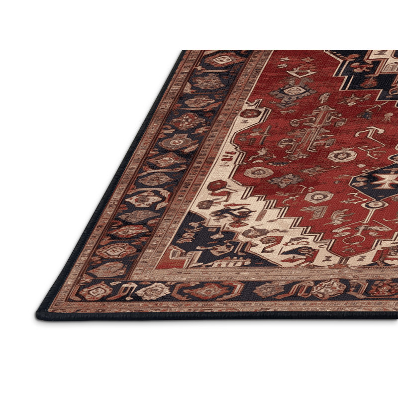 Machine Washable Turkish Brown Area Rug, Rectangle de 5 pi x 8 pi