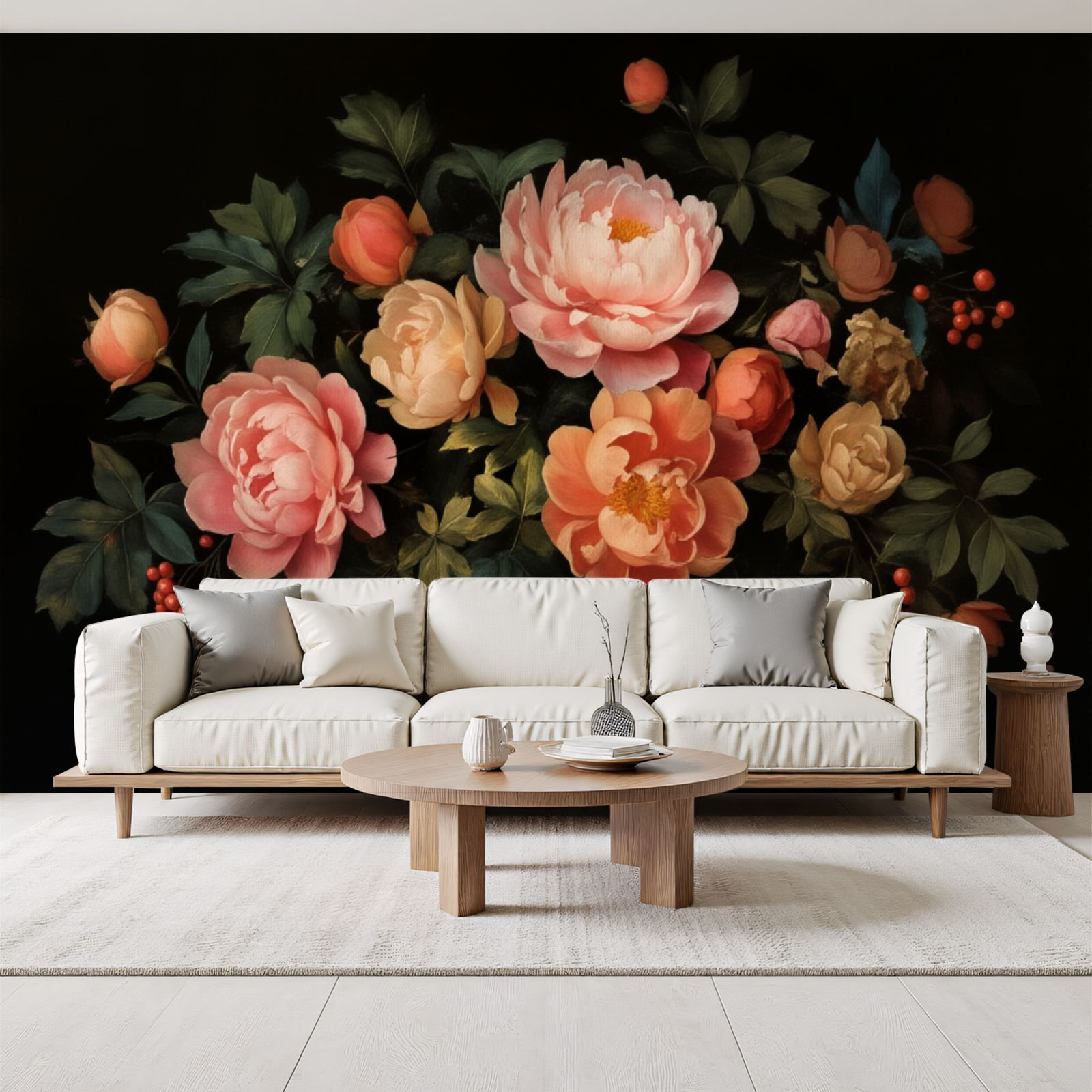 Red Barrel Studio Peel and Stick Wallpaper Elegant Pink Peach Peony ...