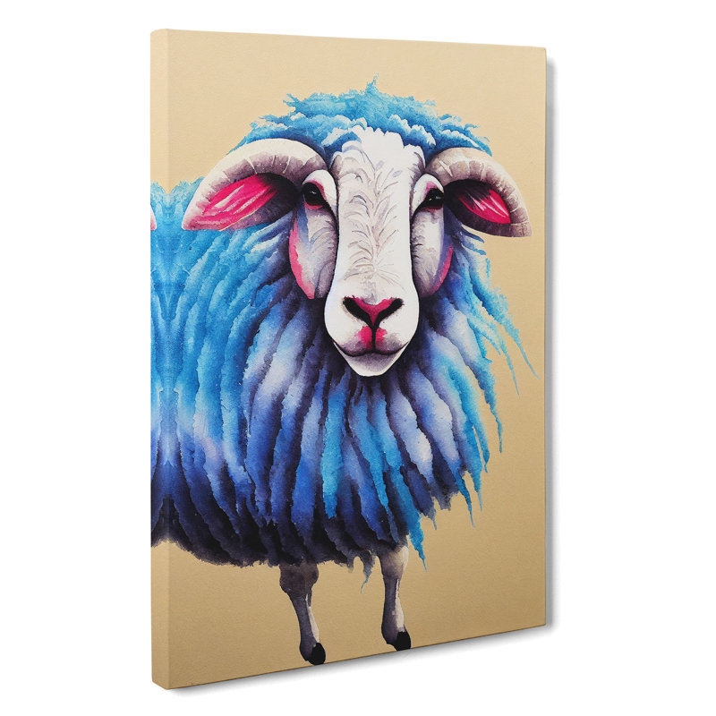 Watercolour Sheep No.6 - Wrapped Canvas Painting, 50cm H x 35cm W x 3cm D