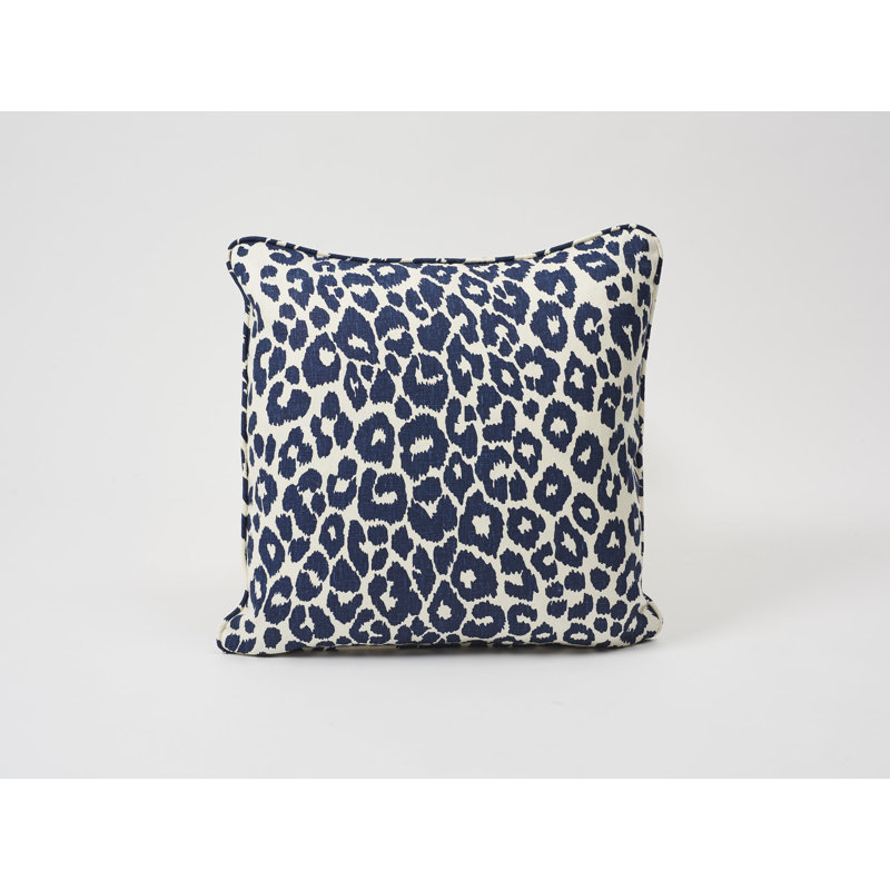 Iconic Leopard Pillow, Navy Blue/White, 18" x 18"