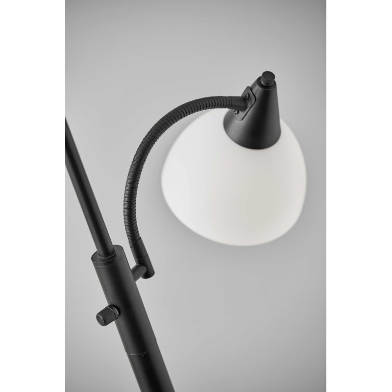Black Adjustable Torchiere Floor Lamp with Reading Light
