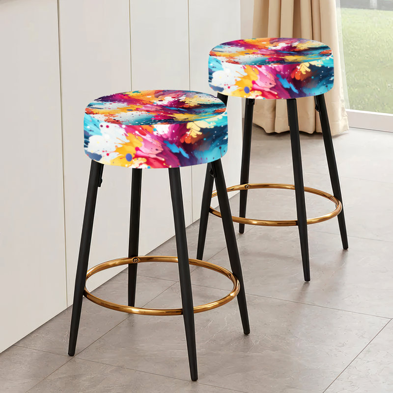 Multicolore peinture éclaboussures tourbillon harmonie - ensemble de 2 tabourets de bar abstraits