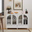 Buffet en verre arqué, 2 tiroirs et 4 portes en verre, armoire de présentation avec tablettes réglables, armoire de cuisine moderne pour le vestibule du salon
