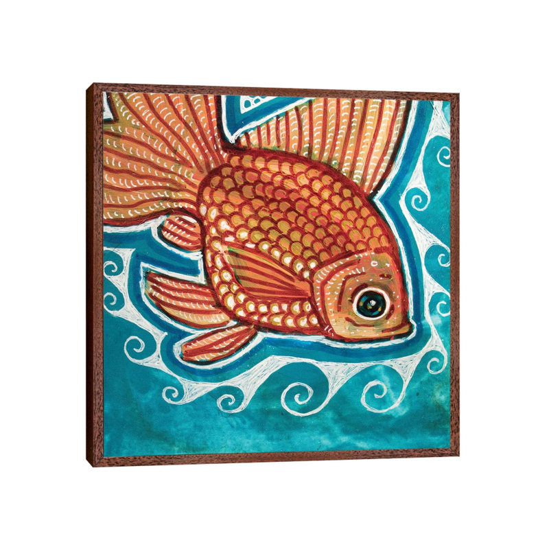 Small Fry 1 Piece Painting on Canvas, 66.04cm H x 66.04cm W x 3.81cm D, Classic Brown Wood Framed