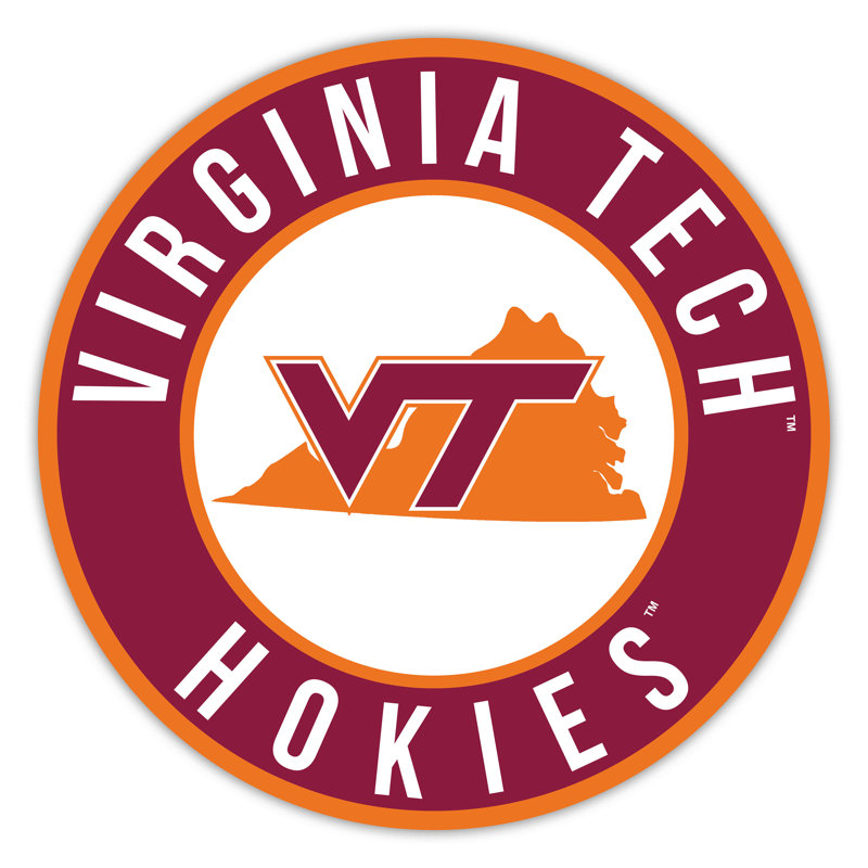 Virginia Tech University Bright Line - 16" Circle With State