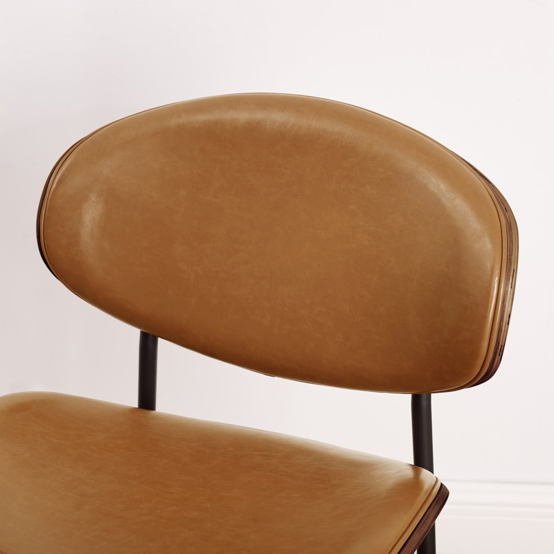 Chaise de salle à manger rembourrée Schrader, Brun