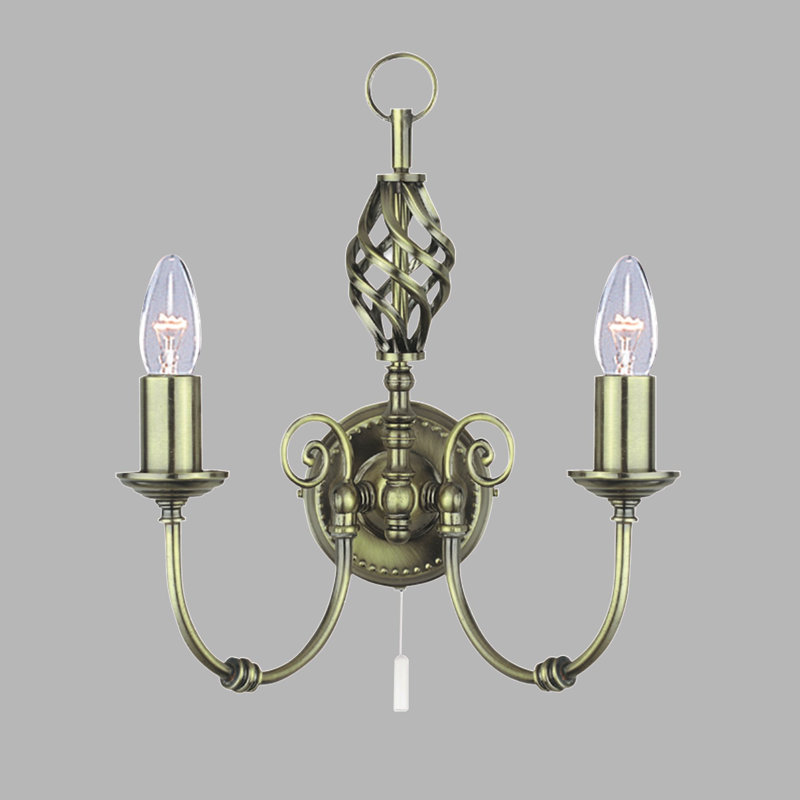 Plymouth Mild Steel Candle Wall Light, Antique Brass