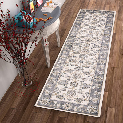 Tapis de couloir gris et ivoire 8 '