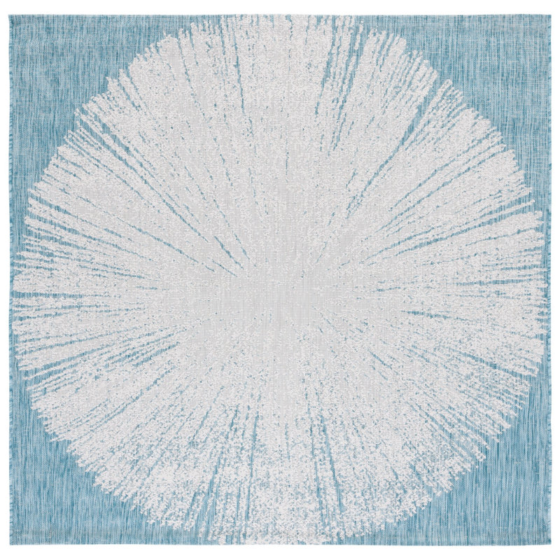Courtyard Performance Abstract Indoor/Outdoor Area Rug, Square 6'7"