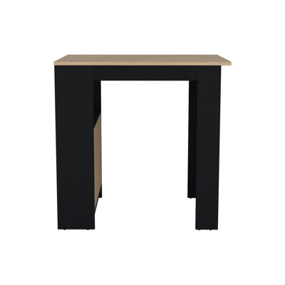 Îlot de cuisine avec plateau de boucher, armoire de rangement et tablettes latérales Masset, chêne noir / naturel 36 po Masset