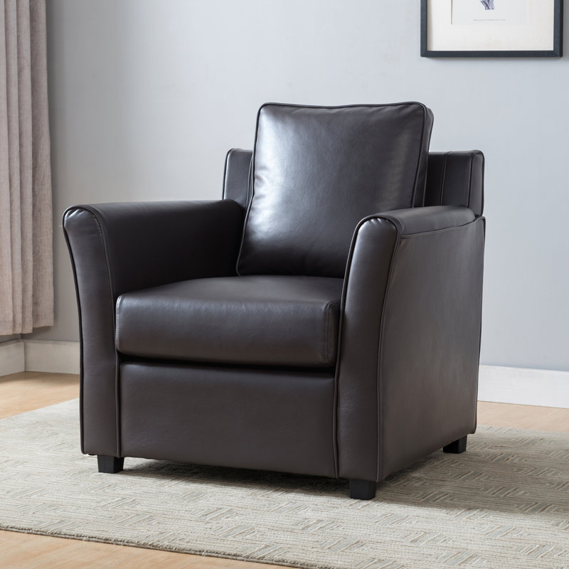 Fauteuil large 36,25 po Silloth, Similicuir gris foncé