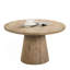 Table basse ronde de style contemporain avec structure en bois d'hévéa et piédestal en forme de cône, finition chêne-1723993603