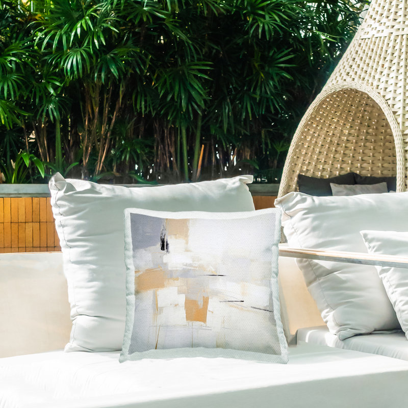 Yellow Abstract Visionaries Outdoor Printed Pillow design by Irena Orlov