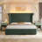 Modern 3-piece Bedroom Set, 55" Green High Wingback Bed With Built-in Lighting And 1-drawer Nightstands-1350639774-1350639773
