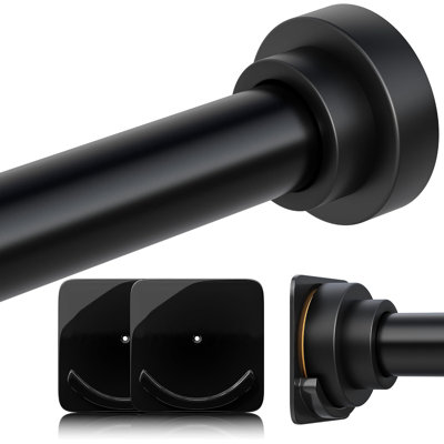31-94 Inch Matte Black Shower Tension Curtain Rod, 1.1" Heavy Duty Rustproof Stainless Steel, No Drill for Bathroom & Window Room Divider