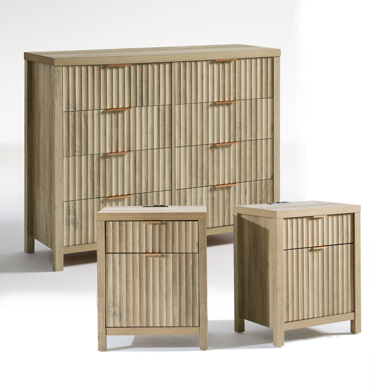  Arrilla 3 Piece Bedroom Set, Sand Oak