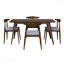 Ensemble de salle à manger rétro 5 pièces: table à structure en bois d'hévéa et 4 chaises, plateau en faux bois-2125658935