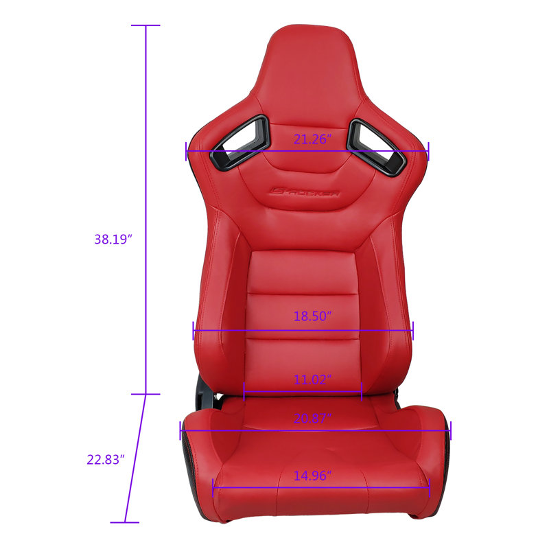 Paire de sièges Universal Racing avec double glissières, Rouge