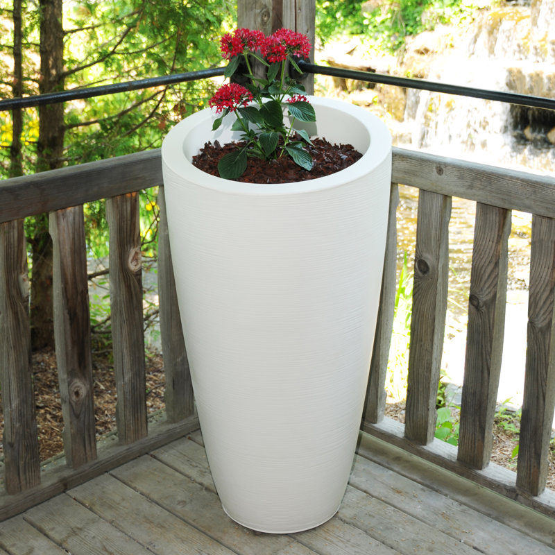 Marazzi Double Walled Tapered Pot Planter, White, 42" H x 22" W x 22" D