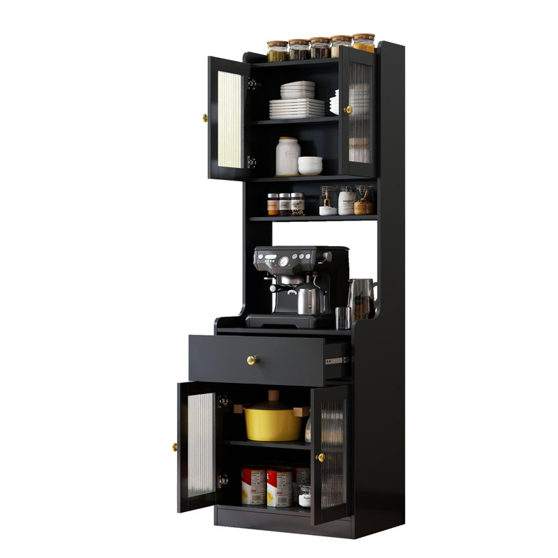 Armoire de rangement Black Kitchen Pantry Hutch, armoire de cuisine Farmhouse