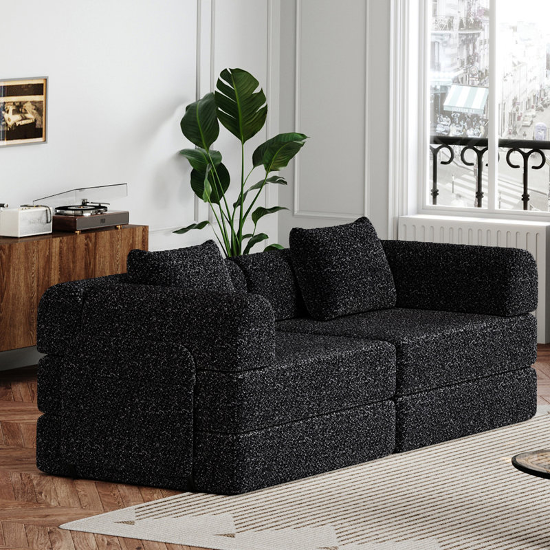 Convertible Sofa Bed With Side Storage Pockets And Cushions, Ideal For Living Rooms, Bedrooms And Studies, Comfortable And Foldable