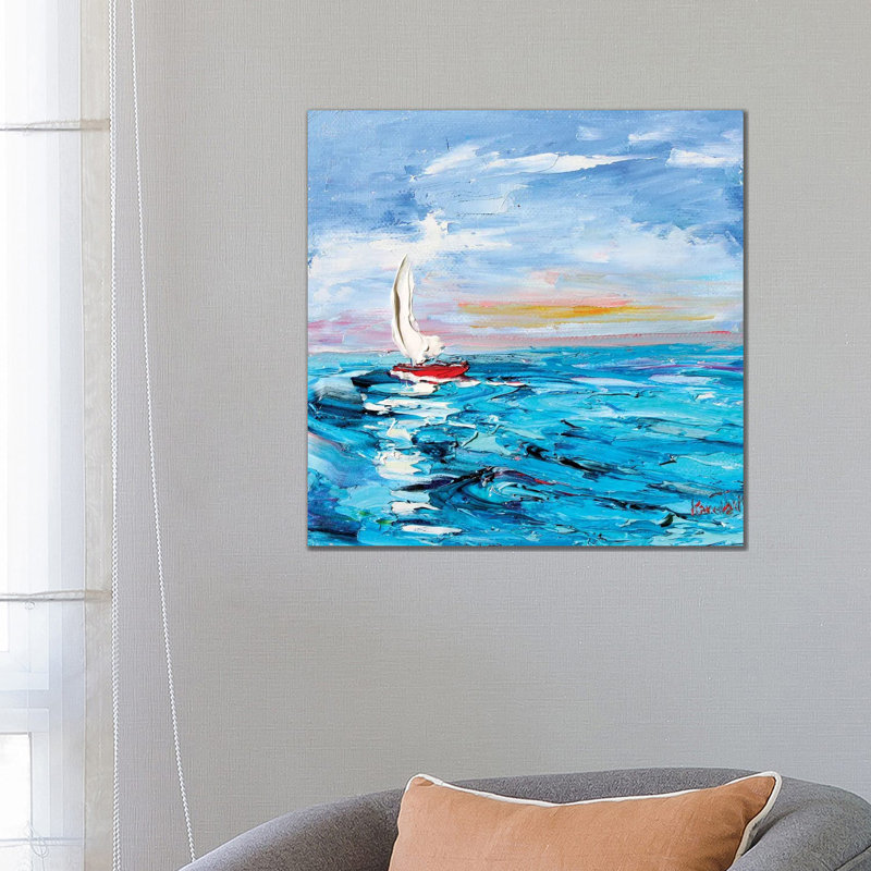 Sailboat 1 Piece Wrapped Canvas Painting, 66.04 cm H x 66.04 cm W x 3.175 cm D