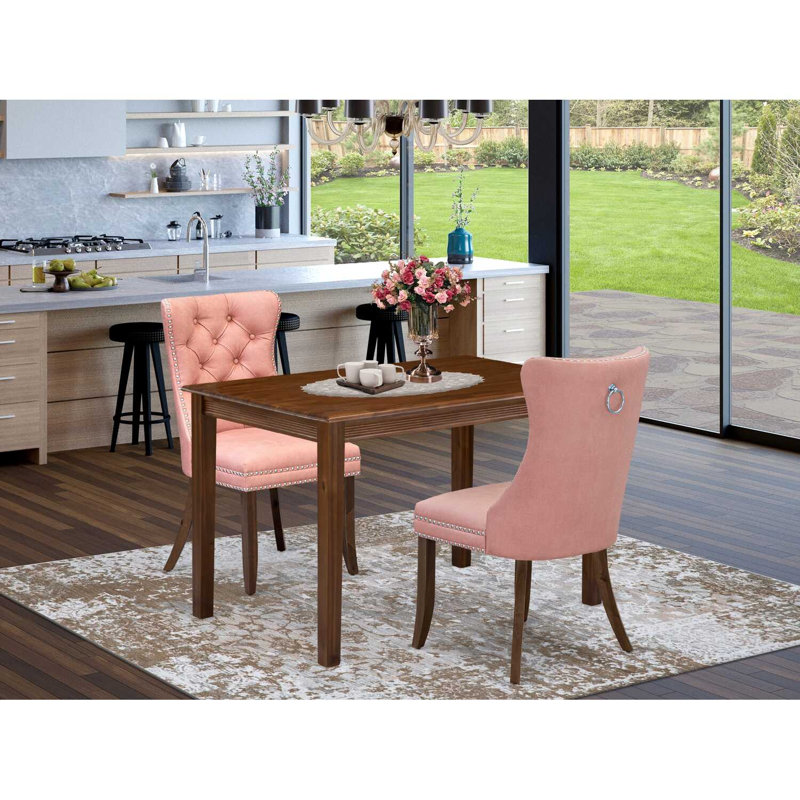Ensemble de table de salle à manger 3 pièces 3 pièces, Rose