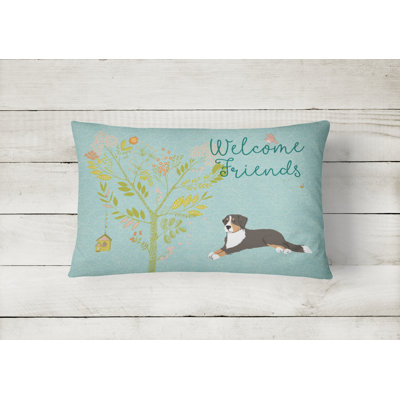  Welcome Friends Bernese Mountain Dog Indoor/Outdoor Throw Pillow