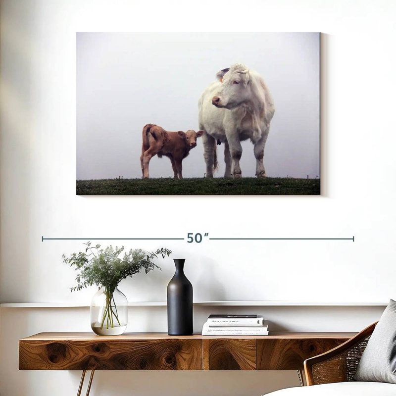 Brampt, mère et bébé vache, H 26 po x l 39 po