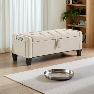 Ottoman With Storage, Storage Ottoman Bench With Safety Hinge 350 Lbs Weight, Upholstered Entryway Bench With Seating
