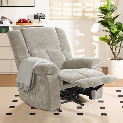 Fauteuil inclinable et berçant manuel en velours de 37,8 po, peu encombrant pour les petites pièces