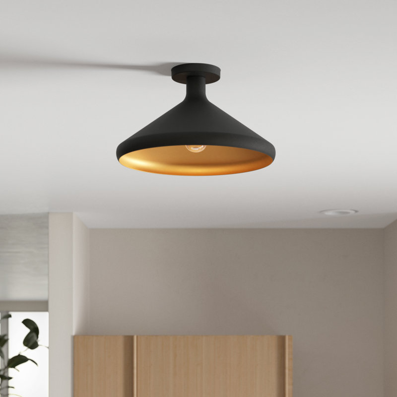 Plafonnier semi-encastré 1 lumière 15,25 po Fieldbrook, Acier noir