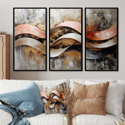 Kinetic Energy Of Optical Waves I - Op Art Wall Art - Set Of 3