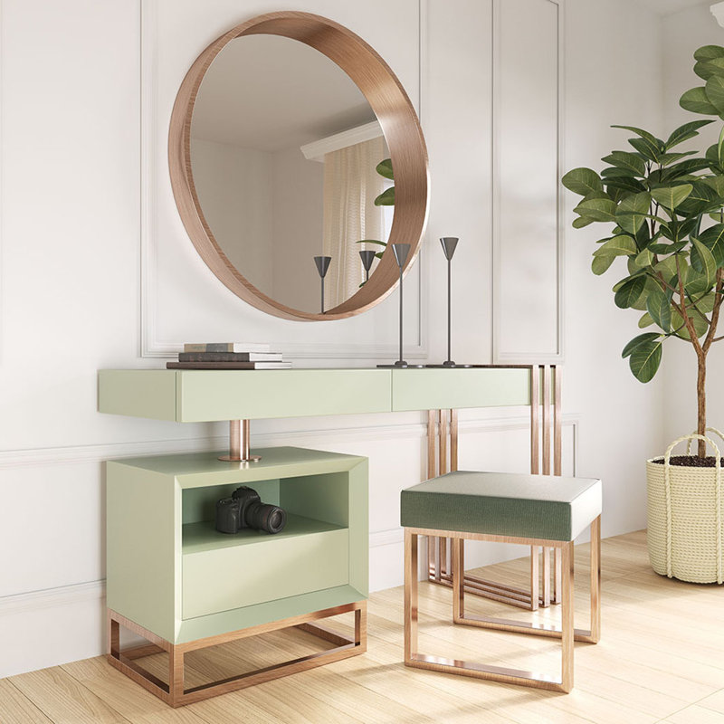 Ensemble de coiffeuse avec tabouret, Mat
