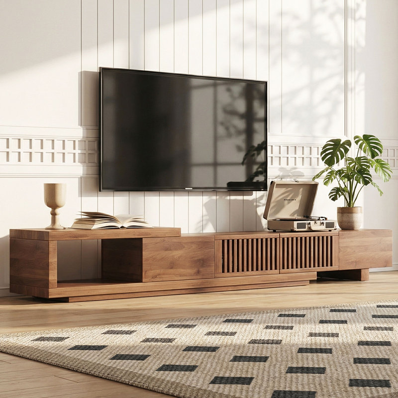 Meuble télé extensible de style médiéval moderne de 78,5 po à 103 po, convenant aux téléviseurs de 70 po à 100 po ou moins