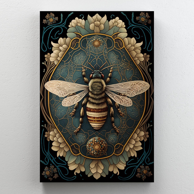 Bee Wall Art: Daisies And Bee On Canvas Print